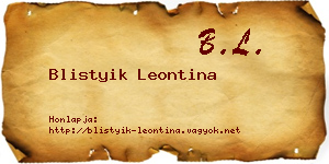 Blistyik Leontina névjegykártya